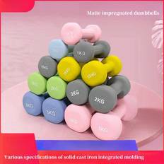pc Yoga Fitness Matte Coated Dumbbell For Men And Women Household Exercise Fitness Equipment Solid Cast Iron Dumbbell - Pink - one-size