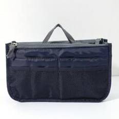 Purse Organizer Handbag Tote Bag Organizer Insert   Pockets Waterproof Nylon Perfect Cosmetics Travel Pouch for Make Up Simple Foldable Storage Bag  M - Navy Blue - Medium