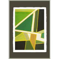Luksus Plakat Med Grøn Ramme - Green Geometric - Artist Paper Plakat - Str:70 x 100 Cm - Incado