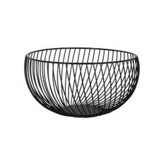 Frugtskål - 25x13 cm - Sort rund kurv af åbent metal - Moderne og dekorativ metalkurv
