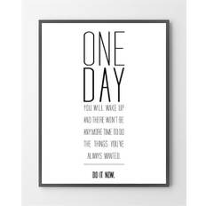 Plakat med tekst - One day - 30x40 cm.