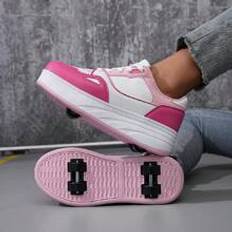 Fashionable Childrens Shoes New Style MultiFunctional Roller Shoes With Removable Wheels Outdoor Sports Running Sneakers For Teenage Boys - Hot Pink - EUR34,EUR35,EUR36,EUR37,EUR38,EUR39,EUR40,EUR41,EUR29,EUR30,EUR31,EUR32,EUR33