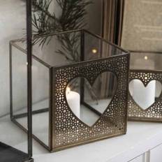Ib Laursen Glass Box with Punched Heart no Lid 3 Glass Sides Large