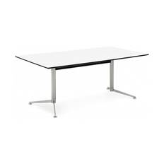 Paustian Spinal Table Rektangulært eller Firkantet, Størrelse 120 x 320 cm., Stel Krom, Bordplade Hvid laminat m. sort kant