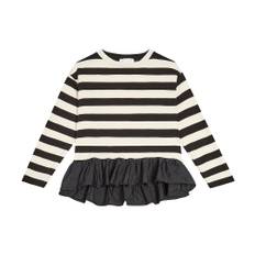 Monnalisa Striped jersey and satin top - black - Y 5