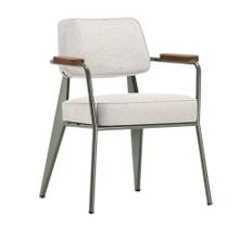 Vitra - Fauteuil Direction, Walnut, Prouvé Gris VermeerFabric Cat. F100 Nubia Col. 01 Ivory/Perle