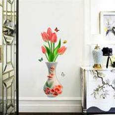 pc cm Vase  Flowers Wall Sticker SelfAdhesive PVC Easy To Install Durable SemiMatte Finish Perfect For Elegant Home Decor In Living Room Bedroom And K - Multicolor - A-aD6152,B-aD6151,C-aD6137,D-aD6145,E-aD6153