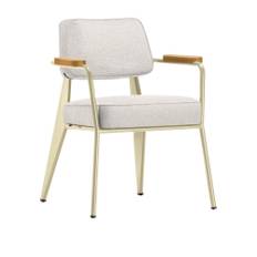 Vitra - Fauteuil Direction, Natural Oak, Base EcruFabric Cat. F100 Nubia Col. 01 Ivory/Perle