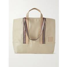 Paul Smith - Striped Leather and Webbing-Trimmed Cotton-Blend Canvas Tote Bag - Men - Neutrals