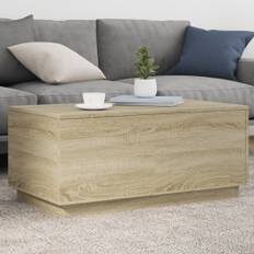 vidaXL sofabord med LED-lys 90x50x40 cm sonoma-eg