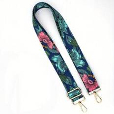 Blue Floral Crossbody Bag With Adjustable Shoulder Strap And Gold Buckle For Replacing Shoulder Strap - Multicolor