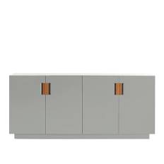 Asplund - Frame 160 Low Covered Doors - Light Grey / Cognac Leather