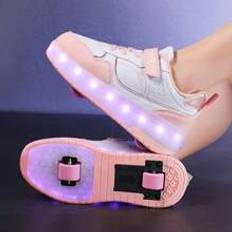Kids Rechargeable Double Wheel Roller Shoes With Multimode Color Changing And Adjustable Fit For Walking And Running - Multicolor - EUR34,EUR35,EUR36,EUR37,EUR38,EUR39,EUR40,EUR30,EUR31,EUR32,EUR33