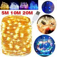 PC MM USB String Lights Fairy Lights Copper Wire LED String Lights For Christmas Wedding Garland Decoration Waterproof Fairy Tale Lamp Bedroom Decorat - 5 Meters-white,5 Meters - Multi-color,5 Meters-blue,10 Meters-warm White,10 Meters-white,10 Meters -