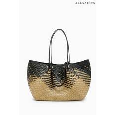 AllSaints Black Allington Straw Tote Bag