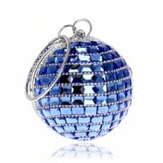 Blue Color Women Evening Bags Rhinestones Luxury Design Clutch  Bags Ball Shaped Lady Prom Dinner Handbags With Acrylic Purse Bags - Blue