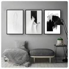 PC Nordic Modern Style Poster White Paint Scratch Art Black And White Abstract Canvas Painting Living Room Bedroom Decoration  No Frame - Multicolor - 20*30CM (8*12inch),30*40CM (12*16inch),40*60CM (16*24inch),50*70CM (20*28inch)