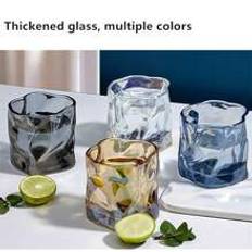 Pc Thick Twisted Tumbler GlassCreative Glass Beer GlassCrystal Old Fashioned Glasses For Cool WaterMilkCoffeeWhiskey - Multicolor - Pink,Transparent White,Ice Blue,Smoke Gray,Amber,Colorful