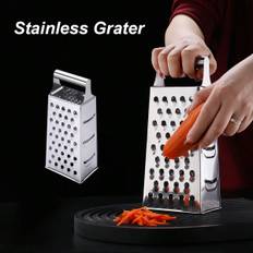 PC Upgraded Version Professional Stainless Steel Box Grater With  Sides For Lemon Potato Carrots Vegetables Ginger Cheese Kitchen - White - Medium