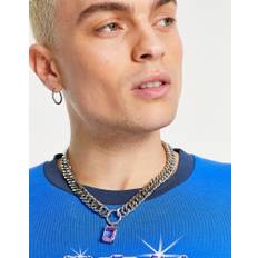 ASOS DESIGN - Chunky halskæde med firkantet krystalvedhæng i sølvfarvet