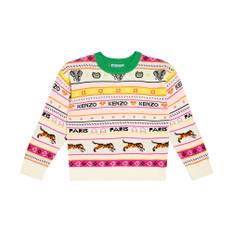 Kenzo Kids Intarsia cotton-blend sweater - multicoloured - 152