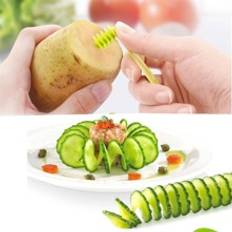 Manual Spiral Screw Slicer Blade Hand Slicer Cutter Potato Carrot Cucumber Vegetables Spiral Knife Kitchen Accessories Tools Camping - Green - one-size