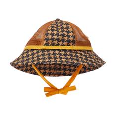 Mini Rodini Houndstooth cotton and mesh hat - brown - CM 48