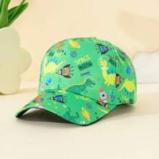 pc Unisex Colorful Dinosaur Planet Element Printed Randomly Cut Casual Breathable Green Baseball Cap Suitable For Daily Wear Outdoor Sports Childrens  - Multicolor - 3-8Y