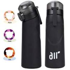 pc Sports Water Bottle With  Bear Flavor Pod  Sugar  Calorie Flavor Pods For Valentines Day Gifts Birthday Gift Suitable For Gyms Schools - Matte Black - Peach + Grape + Cola
