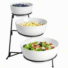 Tier Ceramic Bowl Set With Metal Stand Tier Serving Rack With Chip  Dip Bowl Set Bowls Tied Together And Used To Hold Display Desserts White Dining Bo - Black - Three-layer Straight Bowl + Black Iron Rack