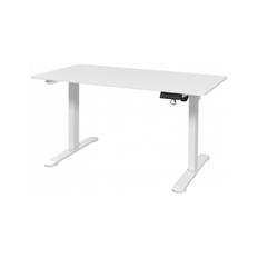 Hæve-/Sænke skrivebord i aluminium og møbelplade 140 x 70 cm - Hvid/Hvid