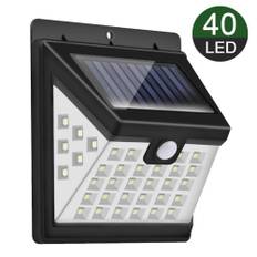 Udendørs LED væglampe med solceller - 40x LED pærer - Vandtæt - Bevægelsessensor