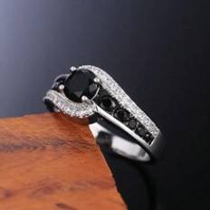 pc  Sterling Silver Black Obsidian Inlaid Ring With Gift Box Fashionable And Luxurious For Wedding Party And Gift Giving Suitable For Any Style Of Gir - Silver - 7,9,6,8