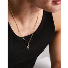 ASOS DESIGN - Guldfarvet halskæde med rosenvedhæng i vandtæt, rustfrit stål