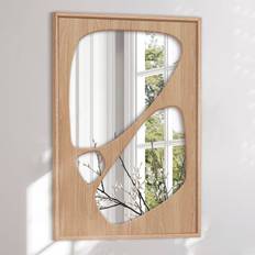 Organisk Spejl Med Egetræsramme - Composition Med Træramme - 45 x 65 Cm - Incado