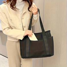 Valentine's Day Gift, Trendy Large Capacity Canvas Tote Bag, All-match Multi-pocket Shoulder Bag, Perfect Causal Underarm Bag For Commuting