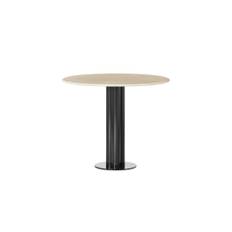 Louise Roe - Roundabout Beige Table - Spisebord - Sunny Beige Marble With Black Base - Ø140 X H74 CM