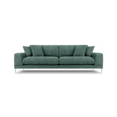 Jog 4-personers sofa i metal og chenille B286 x D122 cm - Sølvgrå/Mint