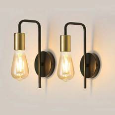 Vintage Wall Sconce  Pack Industrial Indoor Wall Lamp Retro Iron Wall Spotlight For Bedroom Corridor Bar E IP Black No Bulb - Black - one-size
