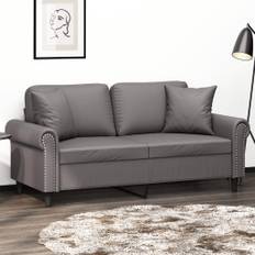 vidaXL 2-personers sofa med pyntepuder 140 cm kunstlæder grå