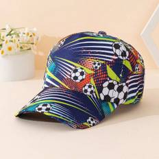 pc Random Cut Football Element Printed Cute Sporty Baseball Cap For Boys And Girls Suitable For Outdoor And Daily Wear All Seasons Back To School Gift - Multicolor - 3-8Y