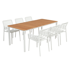 Firenze Doga Havemøbelsæt med 6 stole - Aluminium / Kerneteak