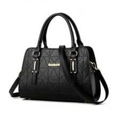 Womens Fashion Diamond Grid Tote Bag Simple  Large Capacity - Black