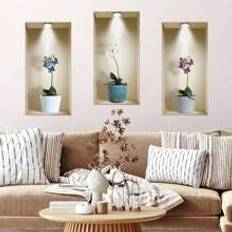 Watercolor Vivid Green Plant Potted Vase Art Wall Sticker Removable For Bedroom Living Room Hallway Bedside Decoration Wall Decal - Multicolor - BR66603,BR66602,BR63613,BR64991,BR34990