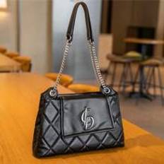 Women Shoulder Bag  New Arrival Diamond Lattice Chain Underarm Bag High Quality Fashionable Tote Bag - Black