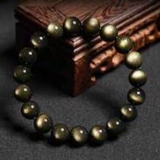 pc Gold Obsidian Beads Hand String Fashion Yoga Single Loop Bracelet Suitable For Men And Womens Daily Wear - Gold - 10mm,8mm,6mm