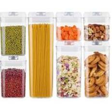 Pieces  Plastic Cereal Containers With Easy Lock Lids For Kitchen Pantry Organization And Storage Include - White - one-size