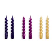 HAY - Candle Spiral Set of 6 - Purple, fuchsia and mustard