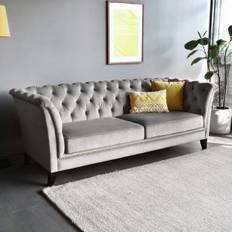 Henry 3-personers sofa Chesterfield i gråt fløjl