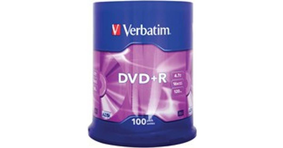 Verbatim DVD+R 4.7GB 16x Spindle 100-Pack • Se pris »